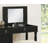 Bedroom Vanity Set W Stool Open Up Mirror Storage Space Drawers Rubber Wood Ring Pull Handles Black Color Vanity-67600014