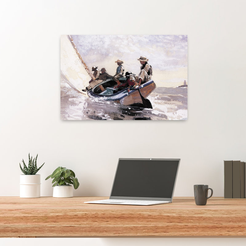 Voile le bateau-chat, 1873, orchidée contemporaine classique, impression d'art mural océan, H 16 po x l 24 po