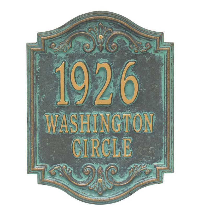 Signature Series 3-Line Wall Address Plaque, Verdigris, Bronze, Yes