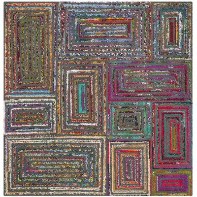 Anaheim Nantucket Hand Tufted Wool/Cotton Geometric Rug in Pink/Green