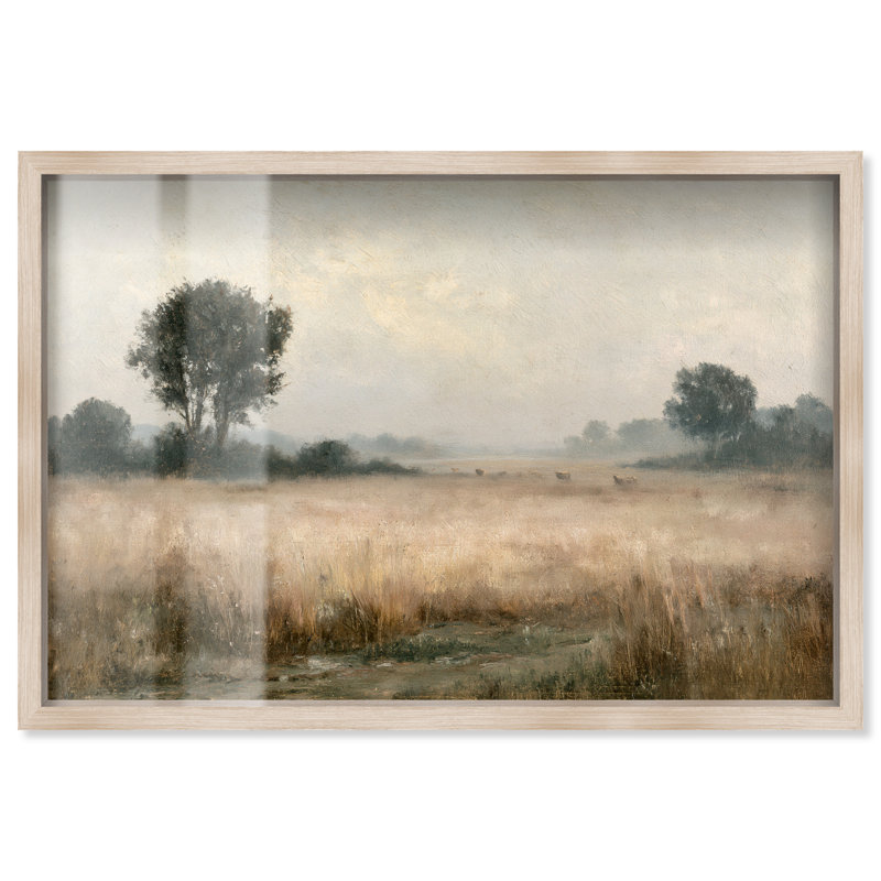 Amber Fields I Shadowbox Print Cabezas par, H 30 po x l 45 po, Cadre blond