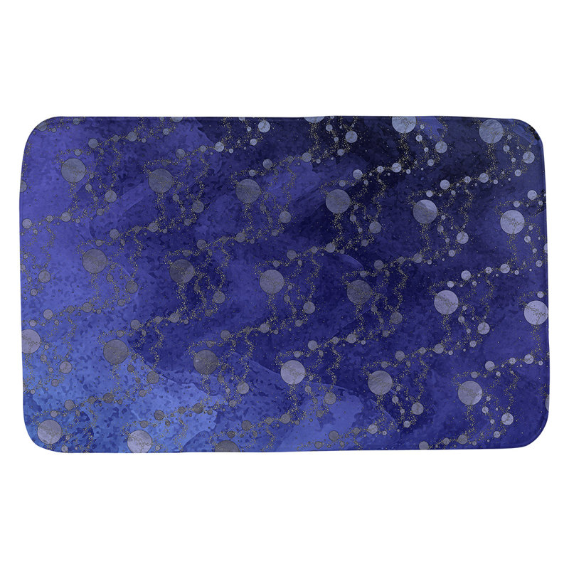 Tapis de salle de bain planet stars, l 21 po x L 34 po, Blue foncé/gris