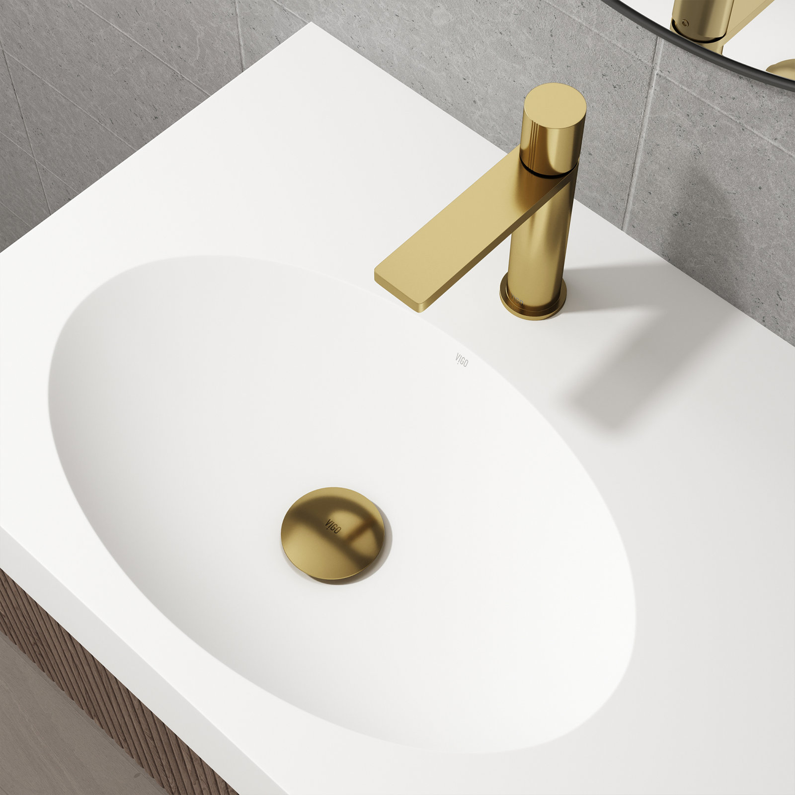 Pop-Up Bathroom Sink Drain with Overflow, Matte Gold