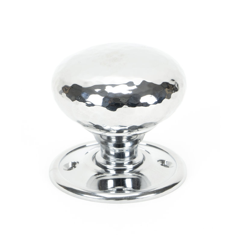 Hammered Mushroom Mortice/Rim Knob Set, Polished Chrome