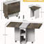 5 tables de salle à manger pliantes, abattant 55 po, 4 chaises, rangement, 6 roulettes, résilient, brun pour les maisons intrigantes avec chaises. Rangement et roulettes. Polyvalent. .