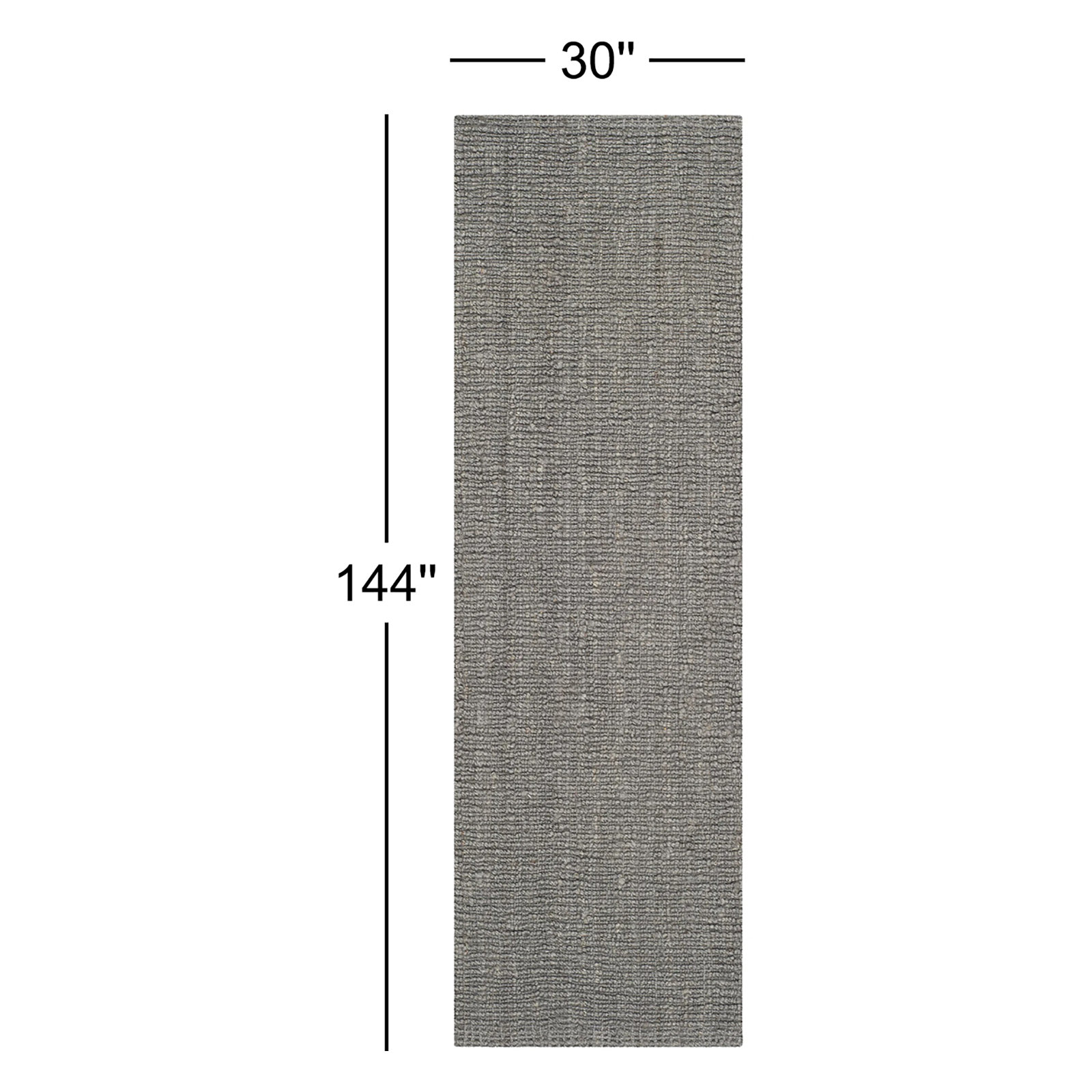 Alda Light Gray Hand-Woven Jute Rug, Runner 2'6" x 12'