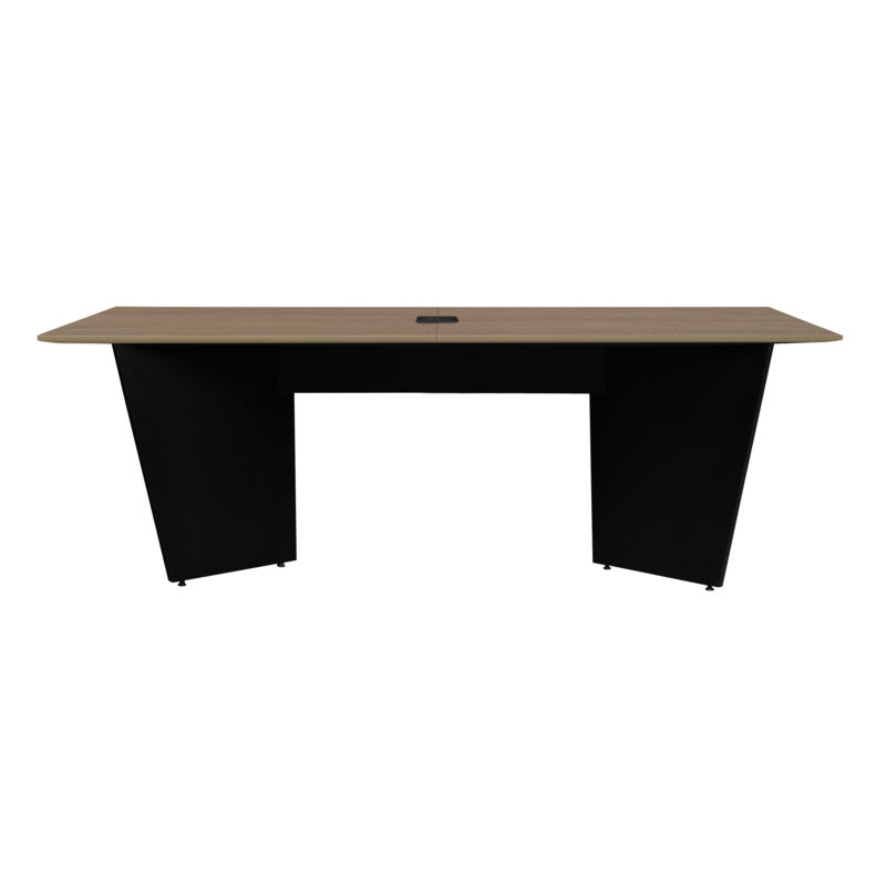 Table de conférence 72 "avec œillets Power Ellen - chêne noble / noir Elleny, 29" H x 36" L x 72" W, Beige/noir