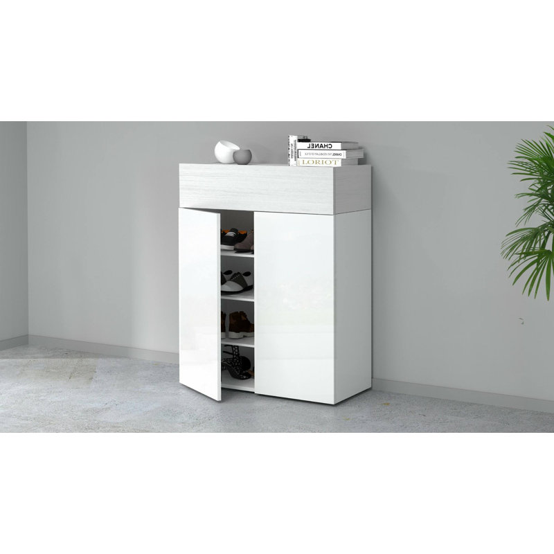 15 Pair Shoe Storage Cabinet, White