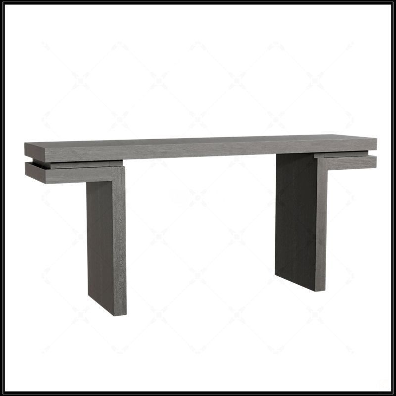 66 Inch Extra Wide Real Wood Veneered Console Table, Minimalist Design For Entryway, Hallway, Living Room, And Home Office In Black