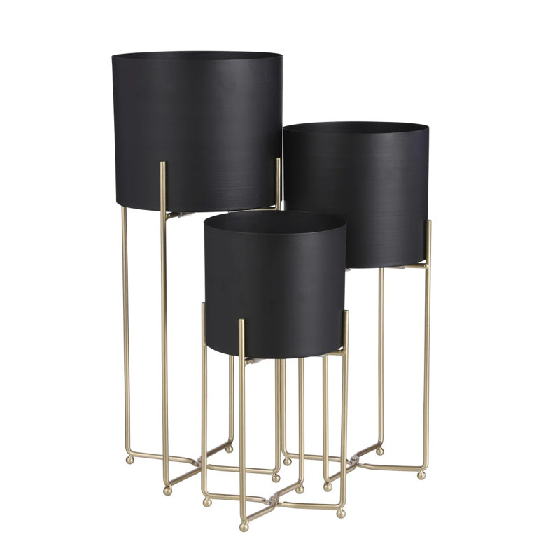 Adeliene Ceramic Pot Planter, 65cm H x 29cm W x 29cm D, Black
