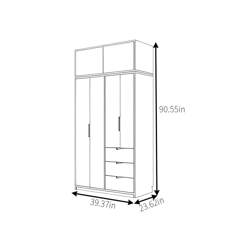Garde-robe moderne, simple et classique, H 90,55 po x l 39,37 po x P 23,62 po