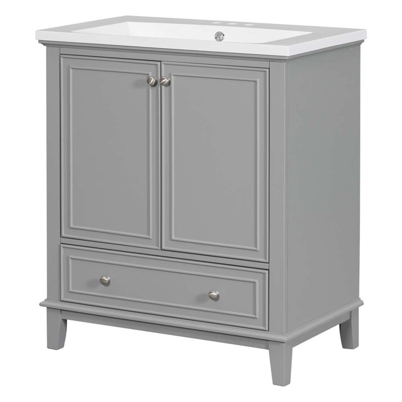 Ensemble de meuble-lavabo simple 30,11 po avec plateau en céramique Emmaleen, Gris