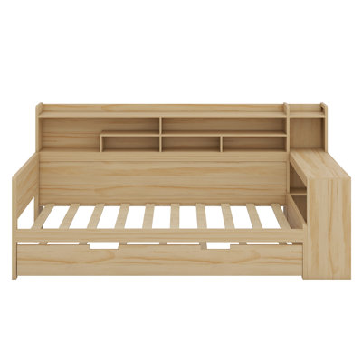 Wooden Daybed With Storage Shelves, Multi-Functional Bed With Trundle Bed And Study Desk by Red Barrel Studio