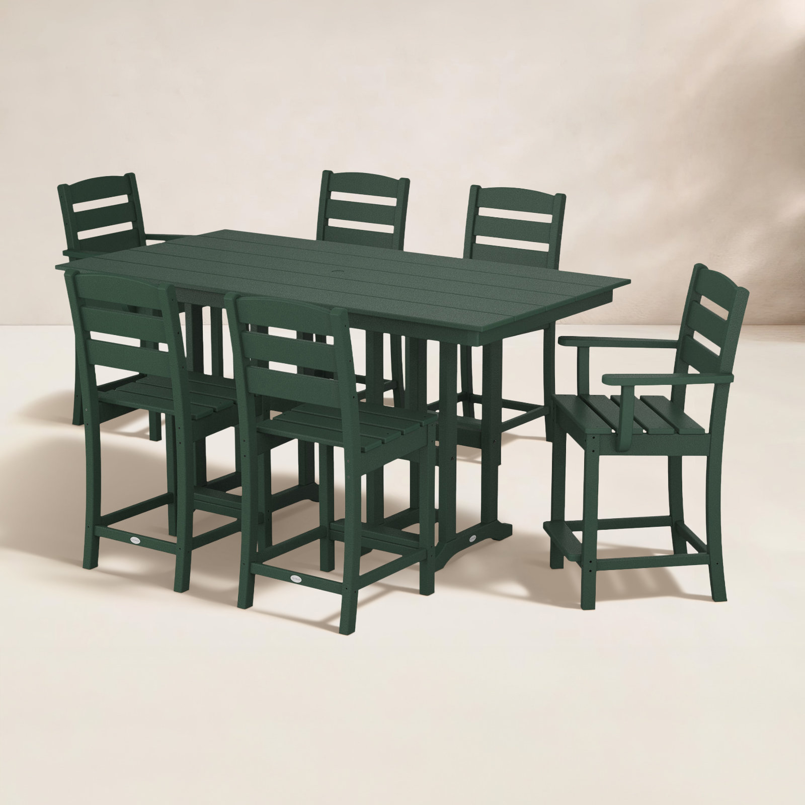 POLYWOOD® Lakeside 72" Patio Dining Set, Green