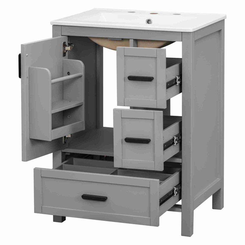 Meuble-lavabo moderne de 24 po, Gris