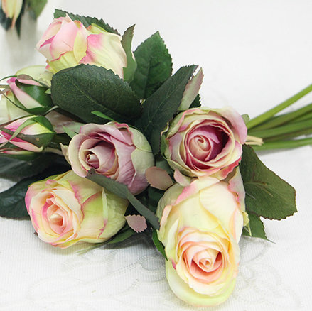 Tiges de fleurs de soie rose, blanc