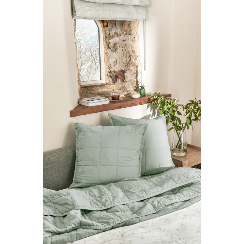 Laundered Cotton Cotton Pillow Sham, Sage