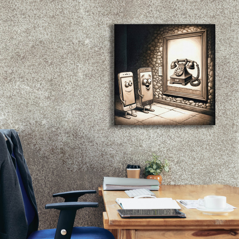  «Grandpa Téléphone» par Rey Klimt, art mural sur toile, 26 po x 26 po, H 26 po x l 26 po