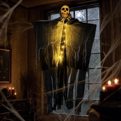 Décorations d'Halloween à suspendre : fantômes, squelettes et religieuses lumineuses pour créer une ambiance d'Halloween idéale pour les jardins et les porches.