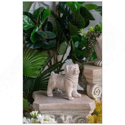 Figurine bouledogue debout 8,5 x 4,5 x 8,1 po avec finition beige naturel