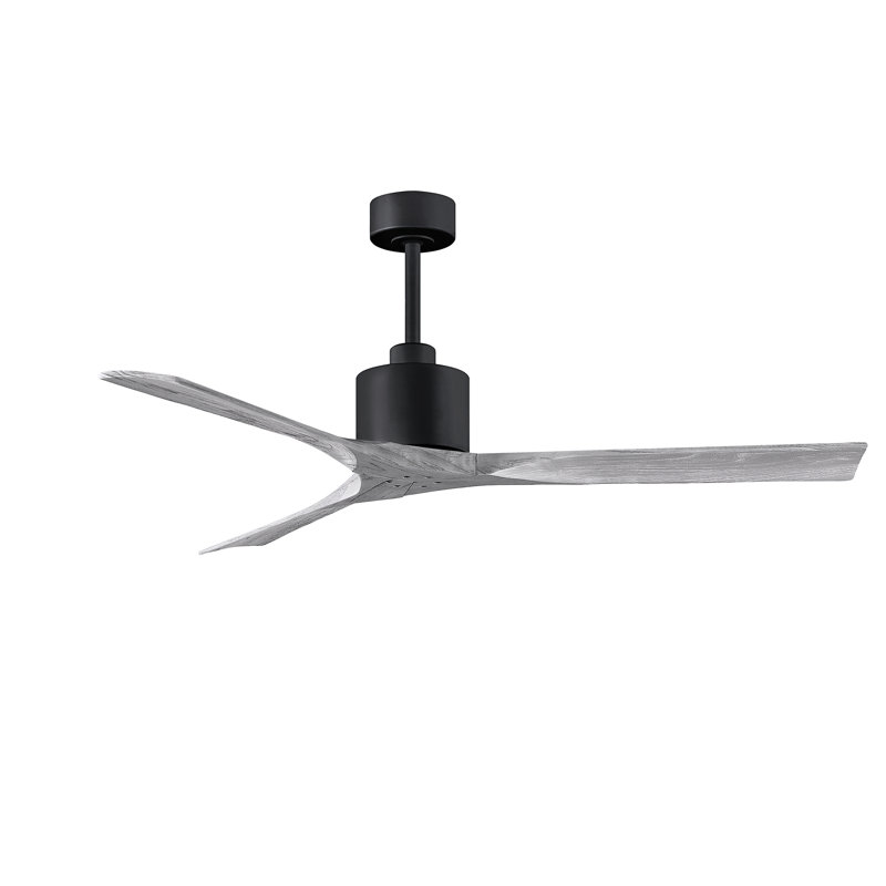Nan Ceiling Fan In Textured Blades, Matte Black, Barn Wood Tone, 52"
