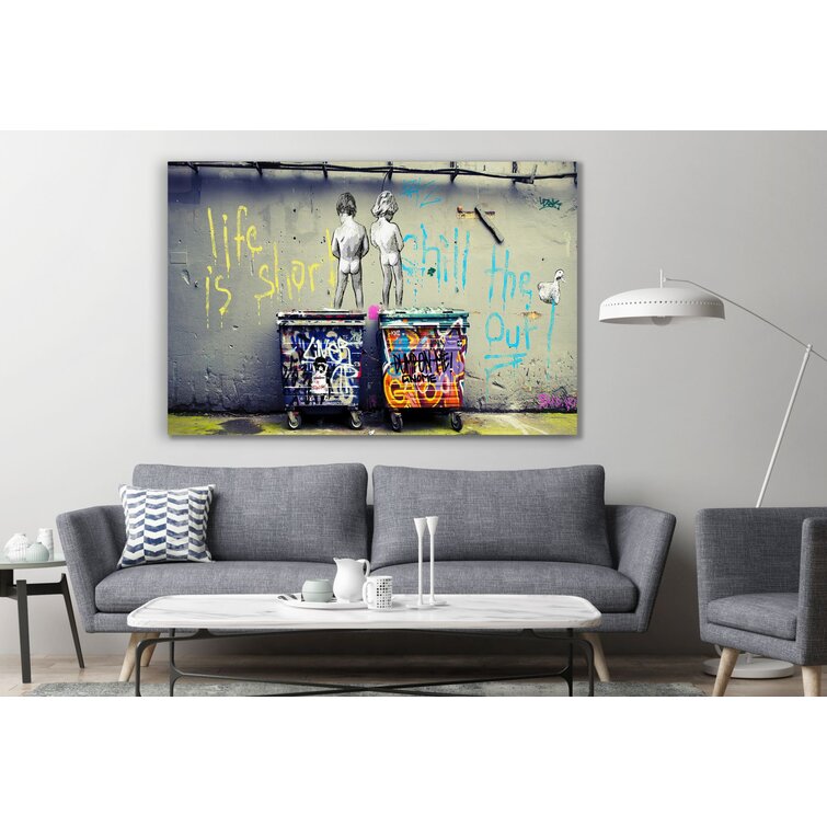 " Peeing Boys Life Is Short Chill The Duck Out Reproduction BANKSY Classic Painting Canvas Print Art Home Decor Wall " on Canvas