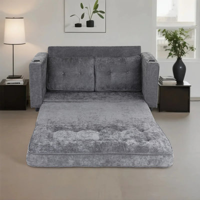 Élégant canapé-lit pliable avec porte-gobelets et rangement latéral