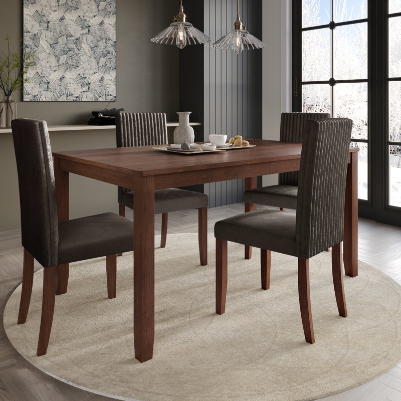Ensemble repas, 5 pièces: table, 4 chaises, Brun