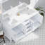 Meuble-lavabo double blanc 72 po X P 22 po D, dessus en quartz blanc et ensemble de robinet-871989734-871989733