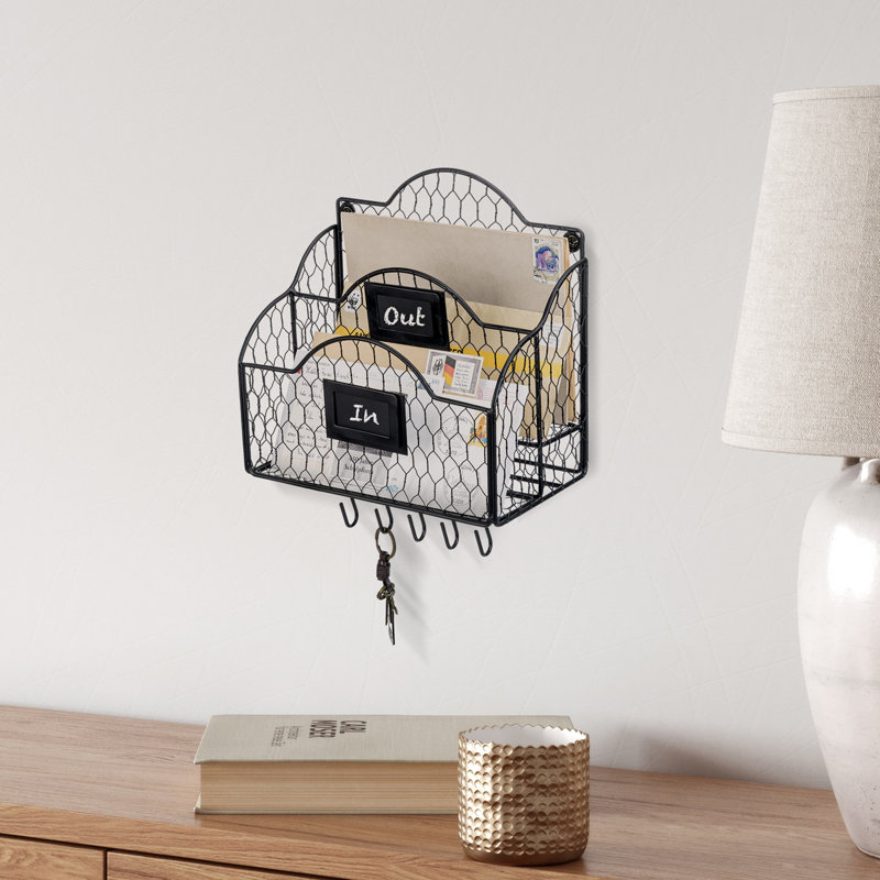 Wall Mail Organiser with Key Hooks