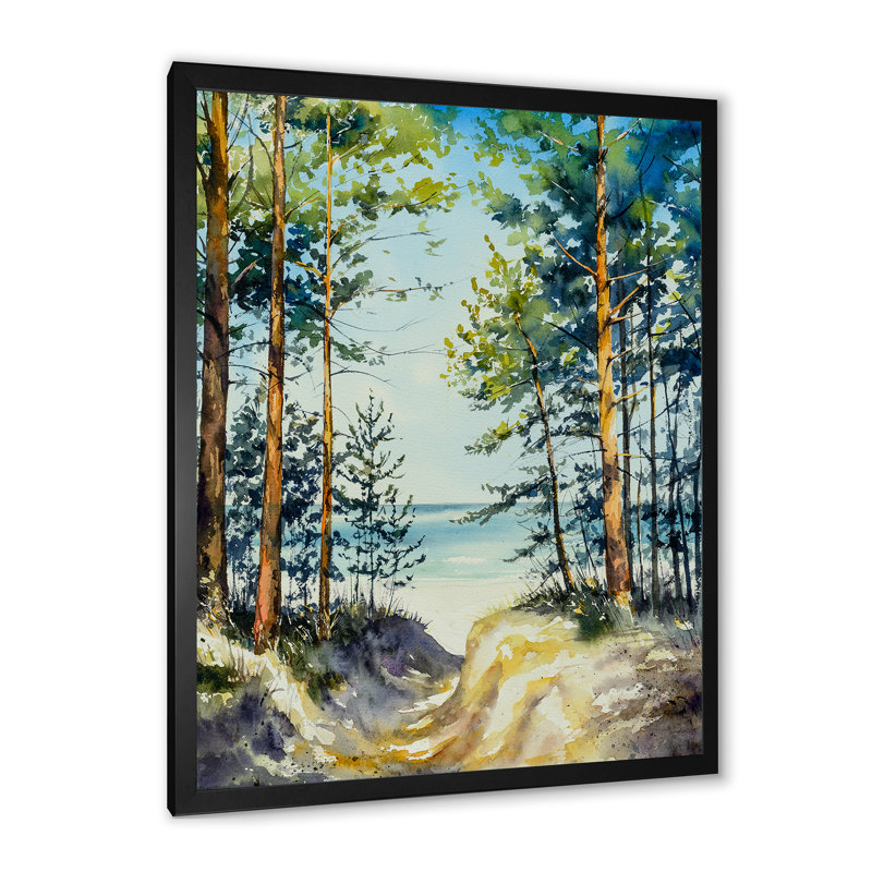 «Pine Forest Trees on High Dunes», reproduction d'art sur toile, Cadre photo noir, H 32 po x l 16 po x P 1 po