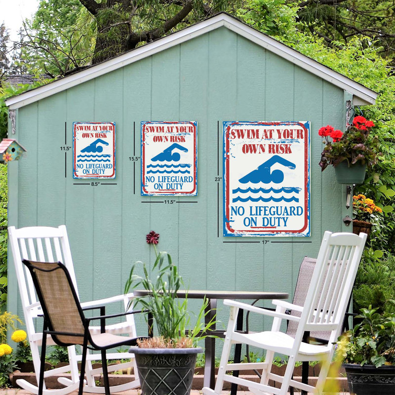 No Lifeguard on Duty Metal Sign
