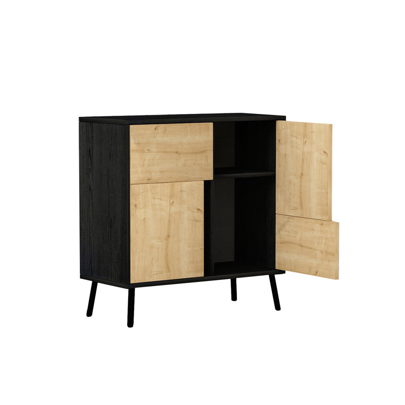 Cosette 2 -Door 4 -Shelf, Beige/Black, Beige/Black