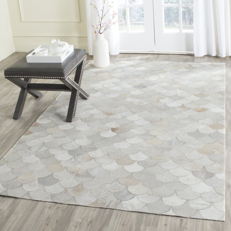 Aliquippa Handwoven Flatweave Beige/Grey Area Rug, Rectangle 5' x 8'