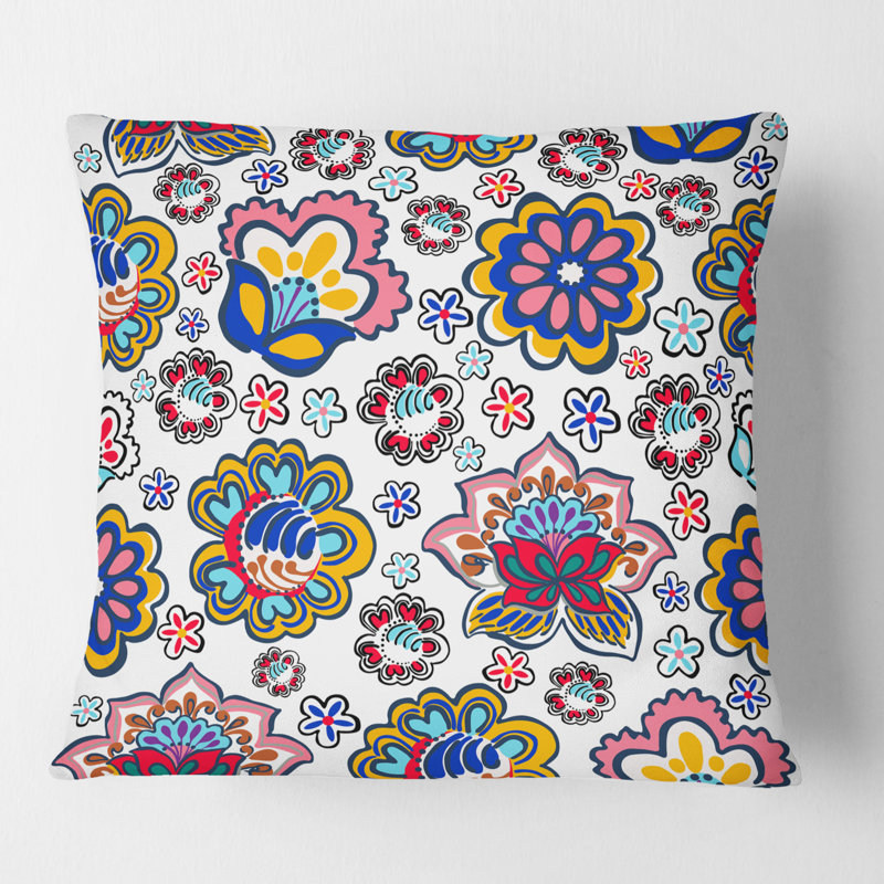 Fleurs rétro rétro dessinées à la main II - Mid-Century, 18 po x 18 po