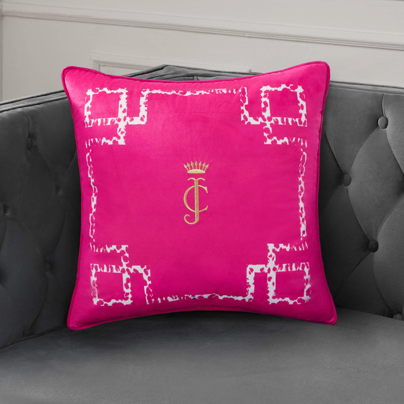 Juicy Couture Velvet Lattice Pillow, Hot Pink