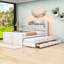 Lit en bois avec tête de lit, prises de courant, lit gigogne simple et trois tiroirs-700298863-700298860