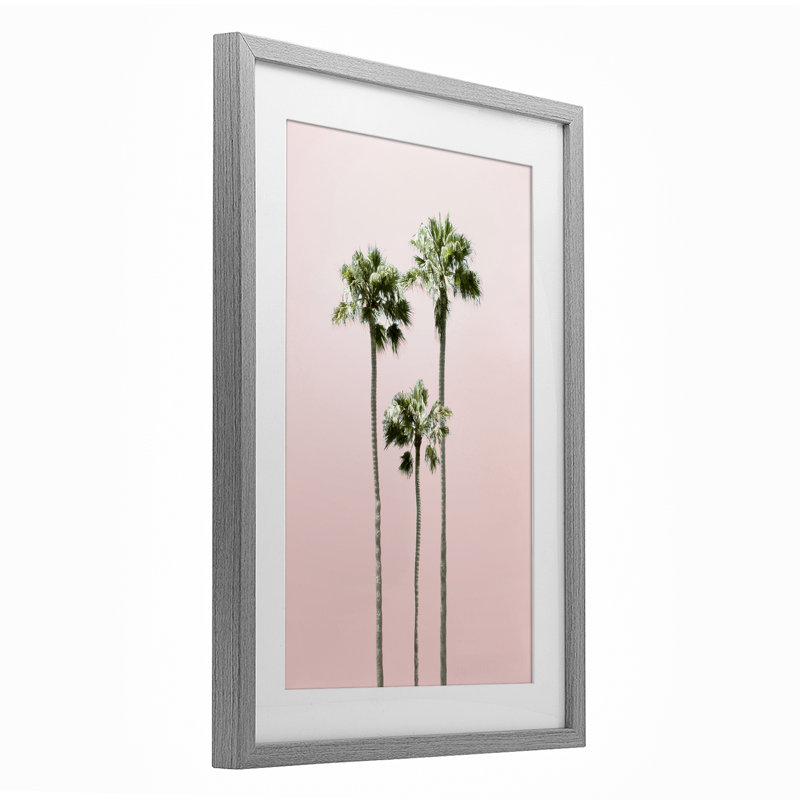 «Palm Getaway Pink Sky», reproduction encadrée sous verre, conception de Natalie Carpentieri, H 20 po x l 14 po