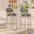 upholstered bar stools: set of 2 faux leather counter chairs with golden legs for modern kitchen dining-1659006984