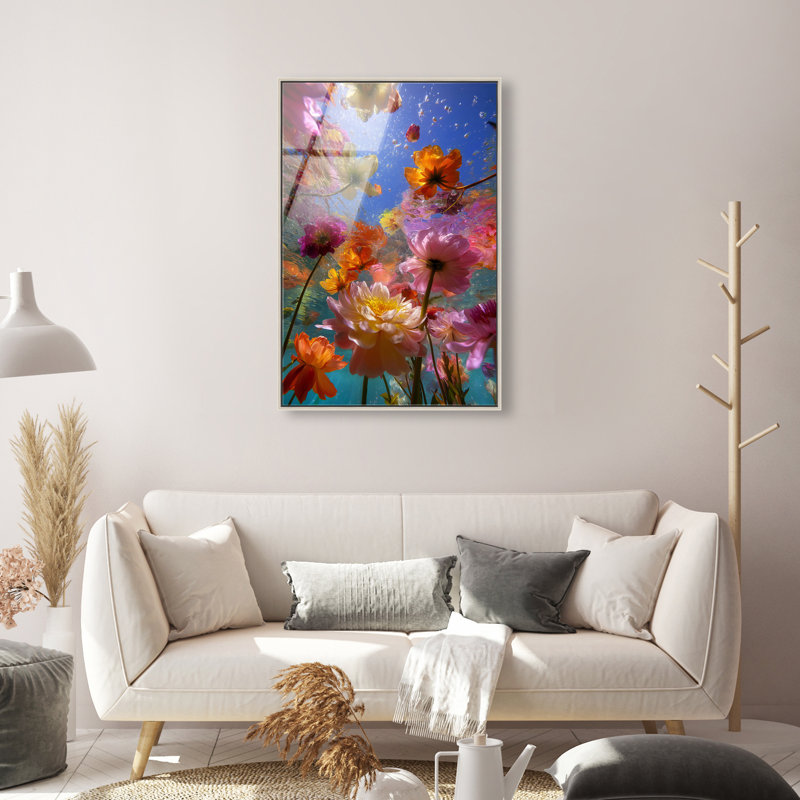 Liquid Bloom II Print, 37"H x 25"W, Silver Floater Frame