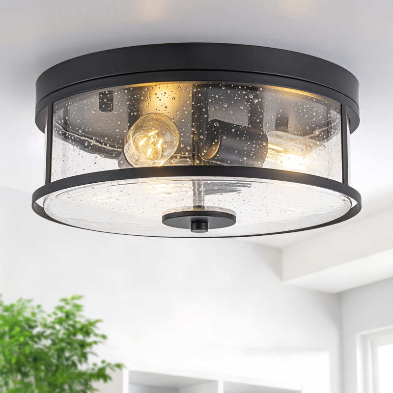 Plafonnier de ferme moderne encastré 3 lumières en verre grainé