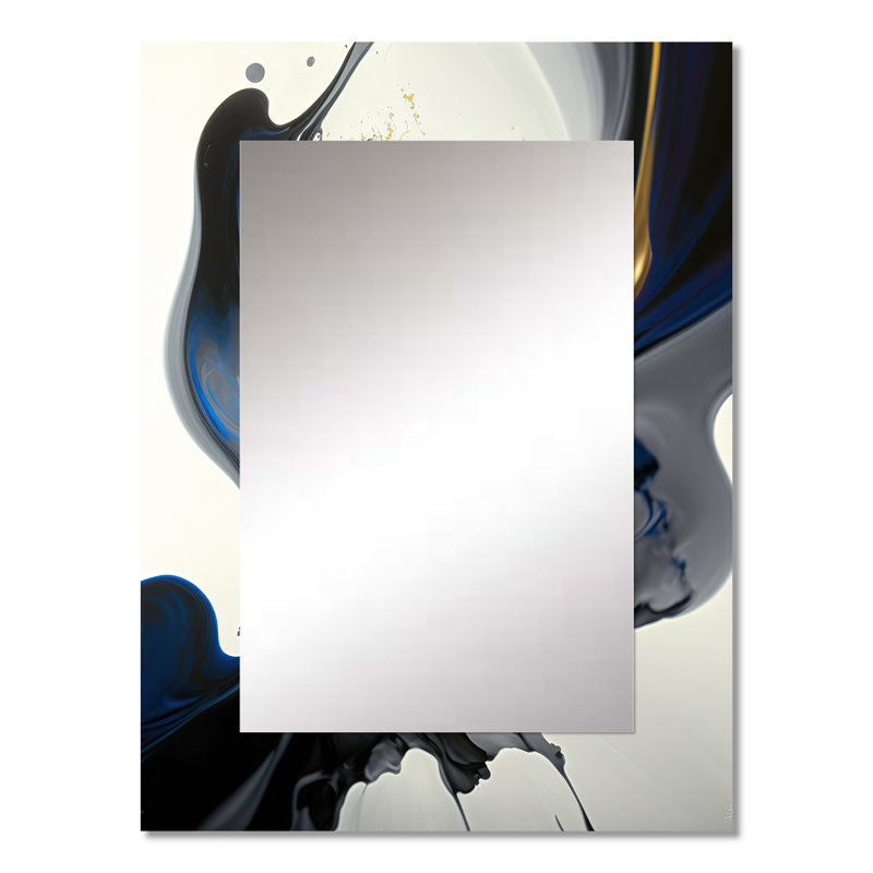 Bright Blue Smooth Abstract I - Abstract Spirals Mirror, Modern Decorative Wall Mirror, Printed Metal Art, 32" x 24"