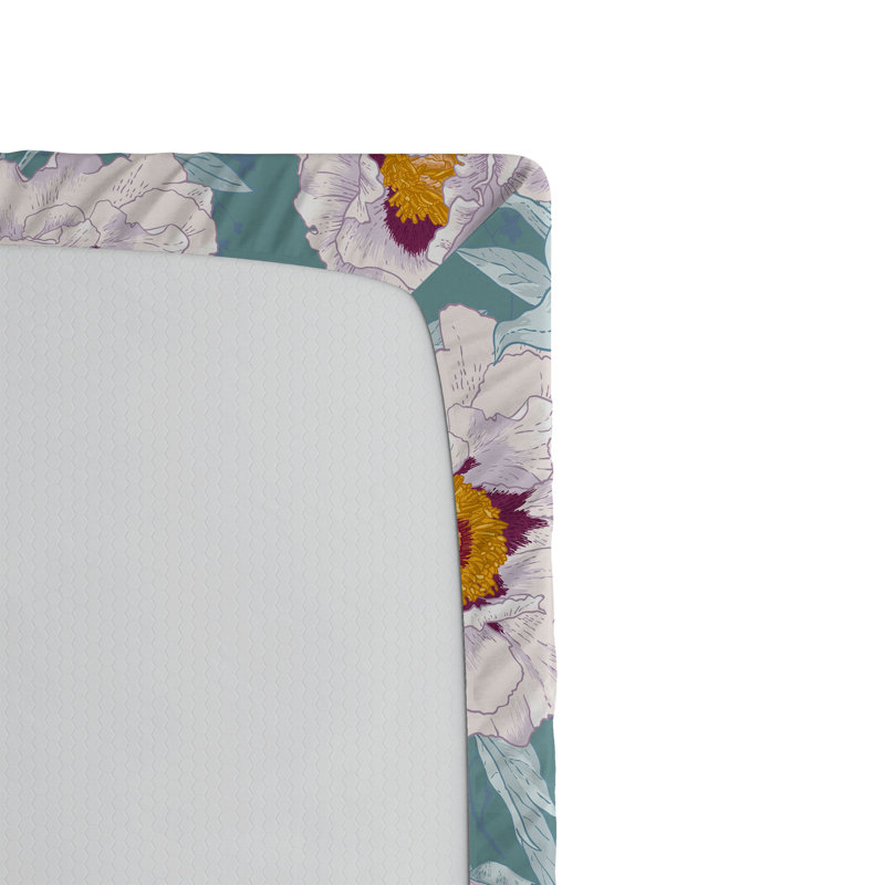 Ambesonne Nature Fitted Sheet Leaves Botanical Style Art, Cadet Blue/Pale Mauve Floral, California King Fitted Sheet