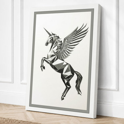 Winged Unicorn Rearing Vintage - Wrapped Canvas