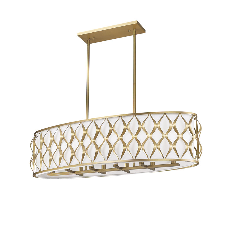 Lustre ovale pour îlot de cuisine à 10 lumières Sadowski, Or