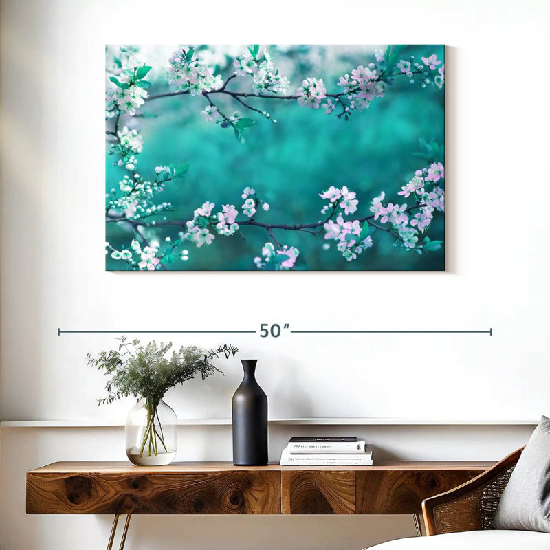 Harnek White Cherry Blossoms In Japan, 26" H x 39" W