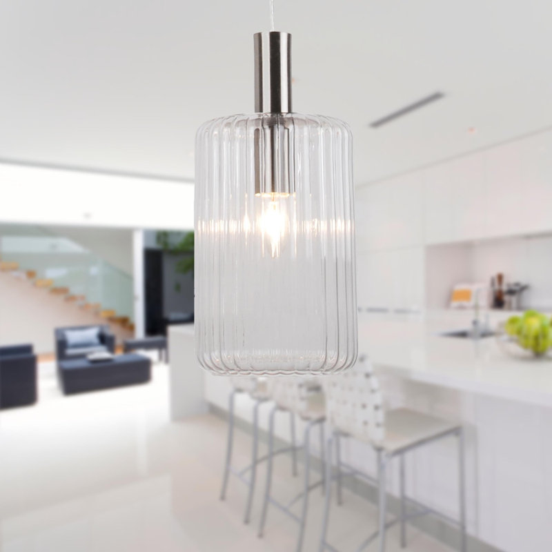 Burvale 1 - Light Single Pendant, Brushed Chrome/Clear