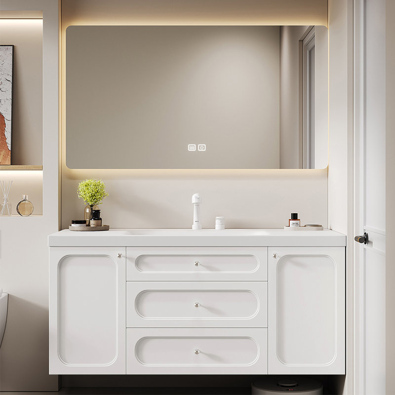 Nordic style simple bathroom cabinet, 19.7" H x 47.2" W x 21.7" D, White
