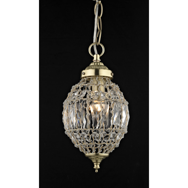 1 - Light Satin Brass Crystal Pendant