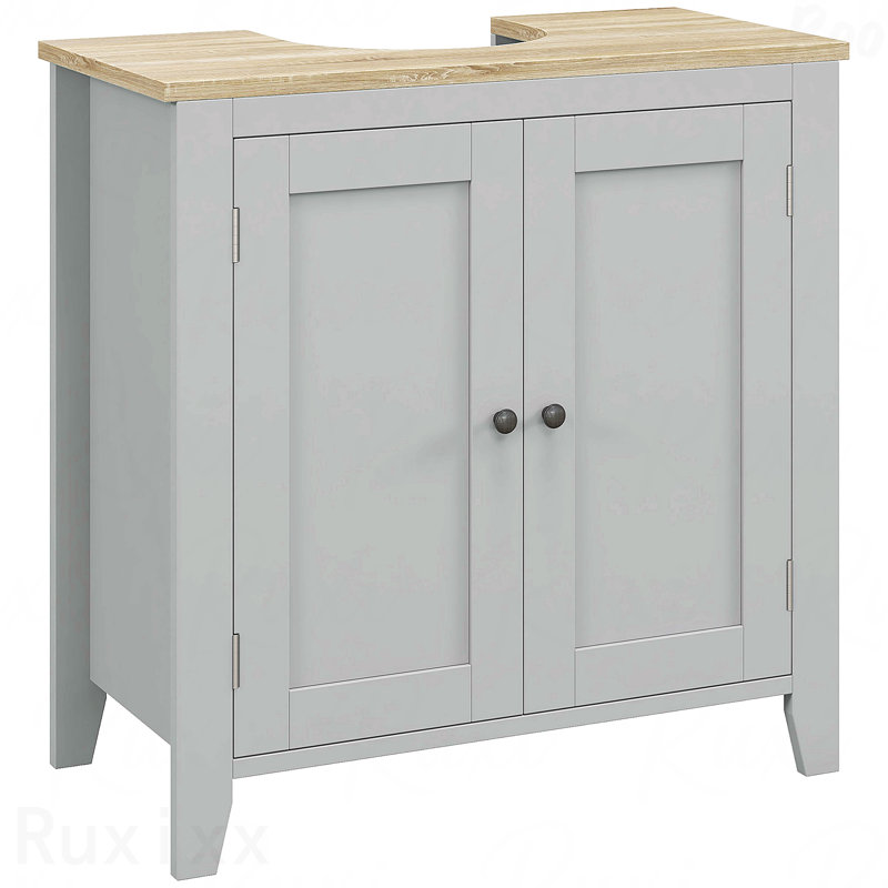 Pedestal Sink Storage Cabinet, Under Sink Cabinet, Bathroom Vanity Cabinet With U-Shape And Adjustable Internal Shelf, Grey